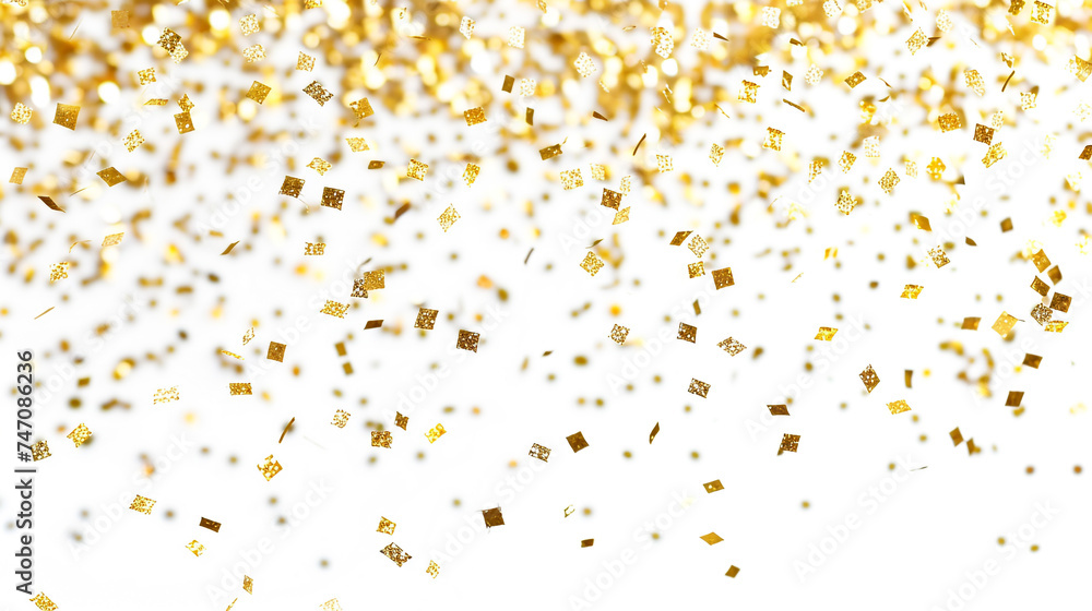gold confetti paper isolated white background