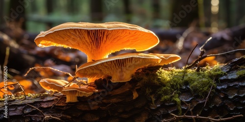 Toxic But Conditionally Edible Paxillus Involutus Mushroom Involutus Growing in the Forest photo