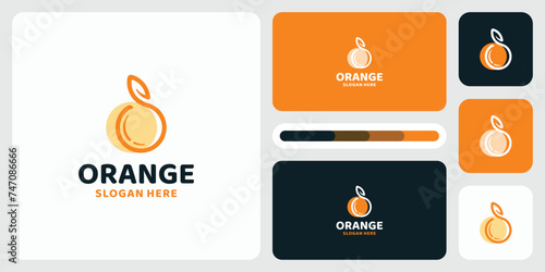 Abstract modern orange fruit line shape illustration vector logo design.