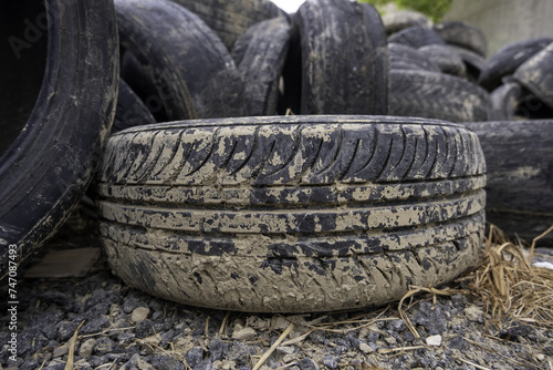 Old tires in the trash