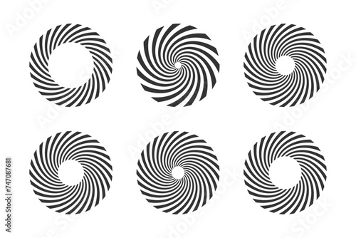 Set of Circular Rotaiing Design Elements. Abstract Circle Whirl Icons.