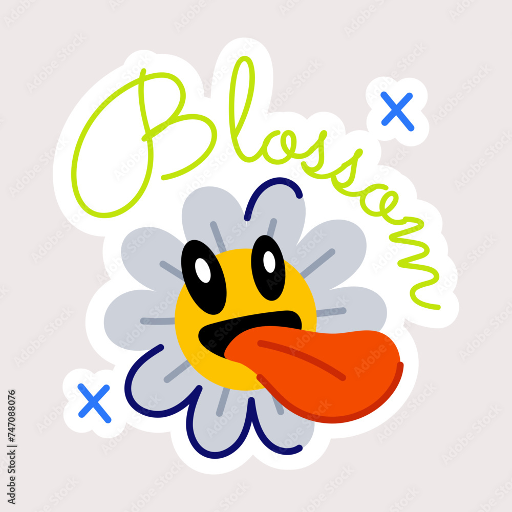 Download this flat sticker of cute sunflower 