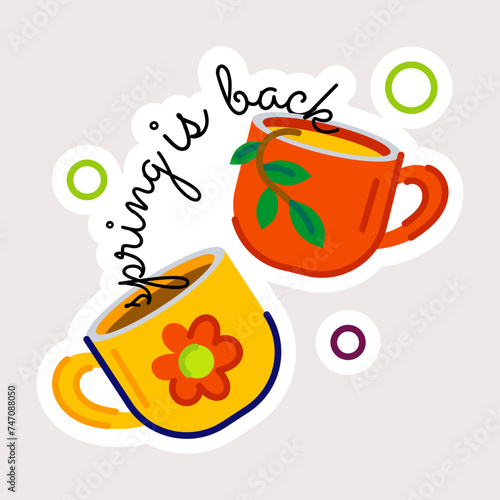 Here   s a flat sticker of tea cups