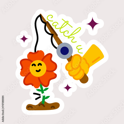 Customizable flat sticker depicting plucking flower © Prosymbols