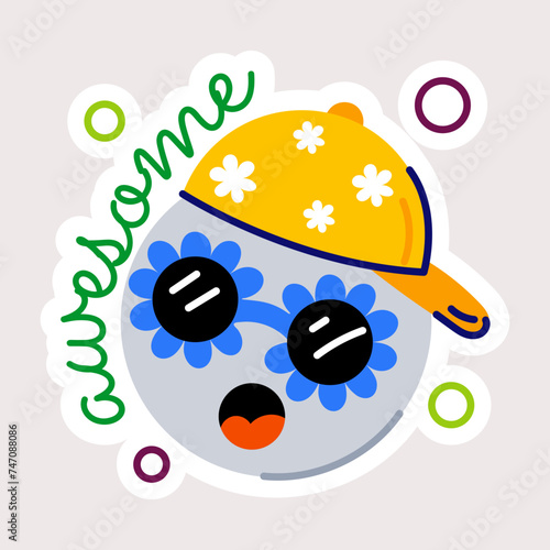 Trendy flat sticker of an awesome emoji 