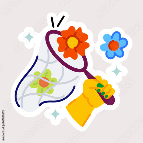 Modern flat sticker of catching flowers 