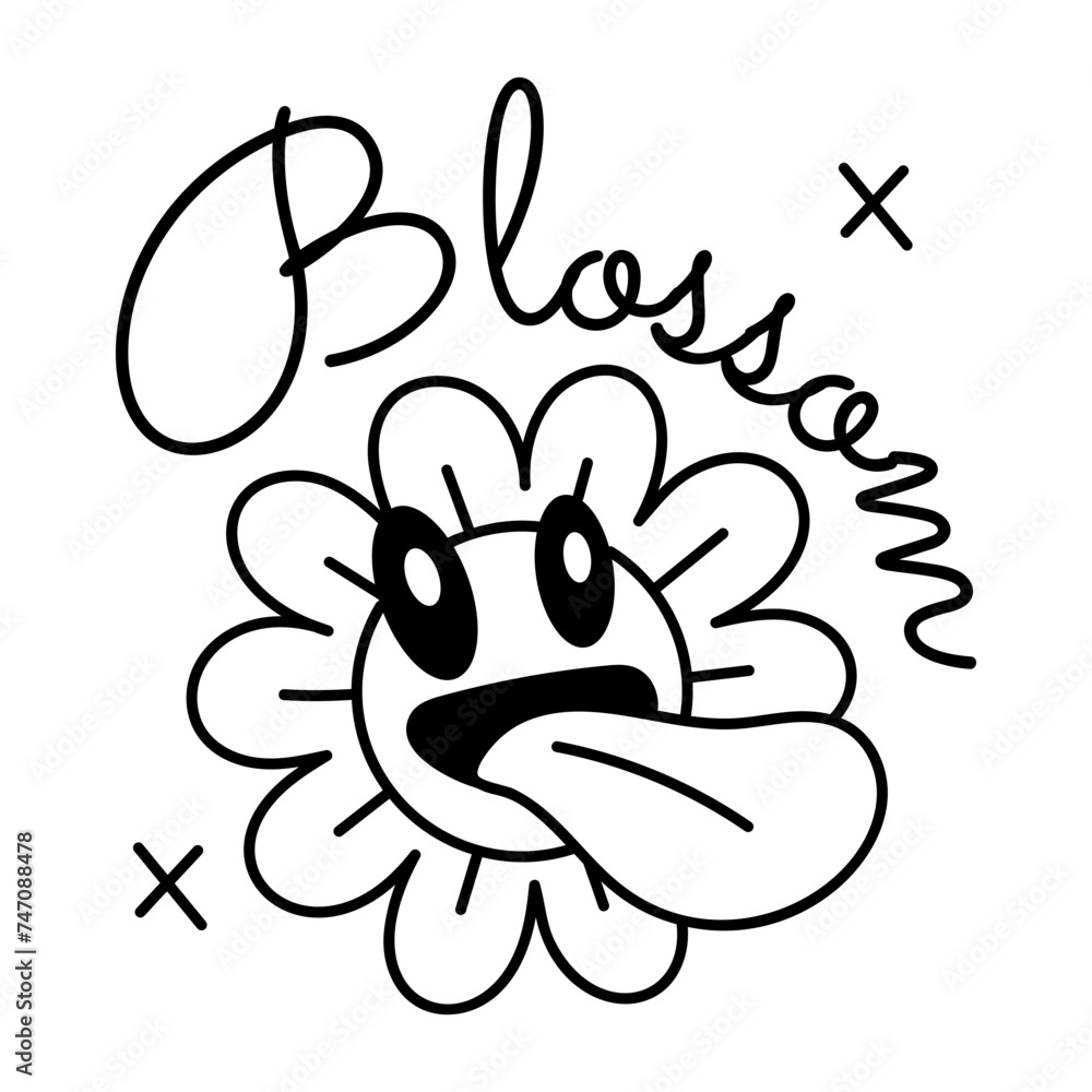 Download this glyph sticker of cute sunflower Download this glyph sticker of cute sunflower