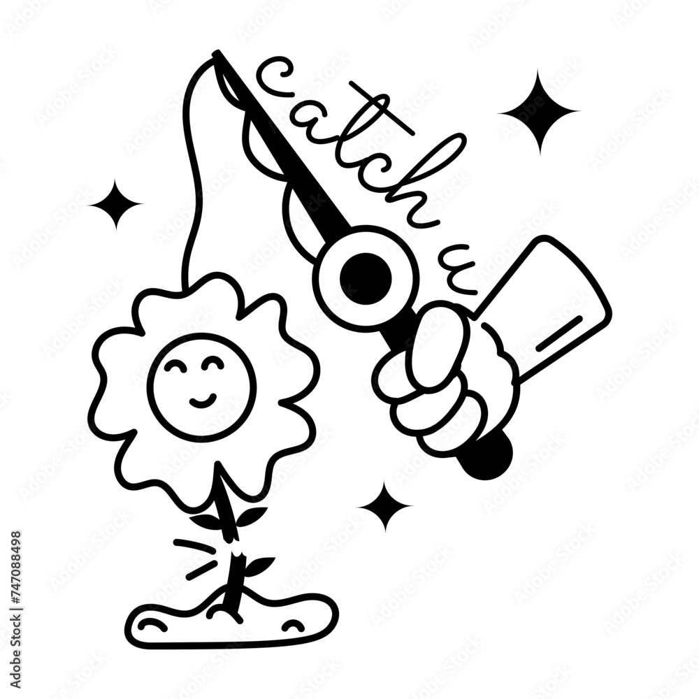 Customizable glyph sticker depicting plucking flower Customizable glyph sticker depicting plucking flower