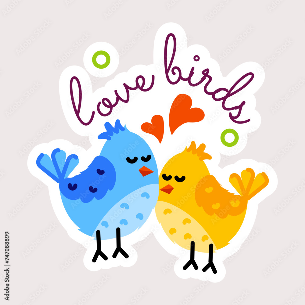 Look at this cute lovebirds flat sticker 