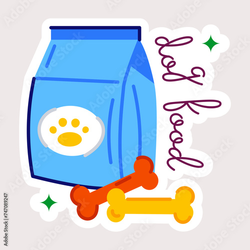 Ready to use flat sticker of dog food 