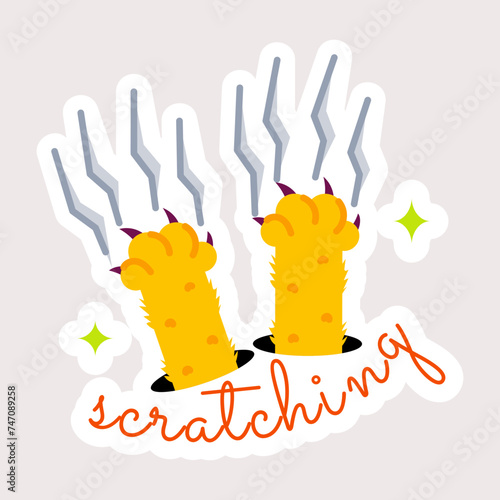 Get a flat sticker showing animal scratching