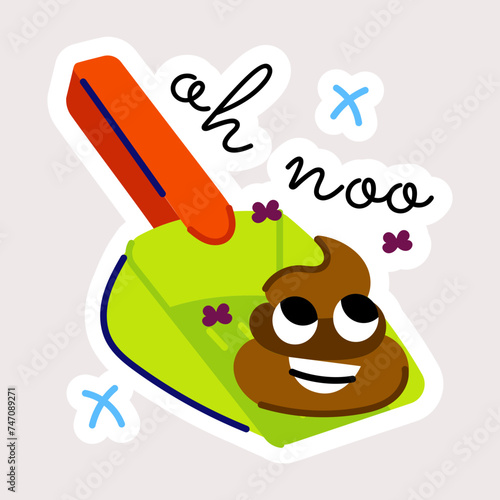 A flat sticker of poop scoop 