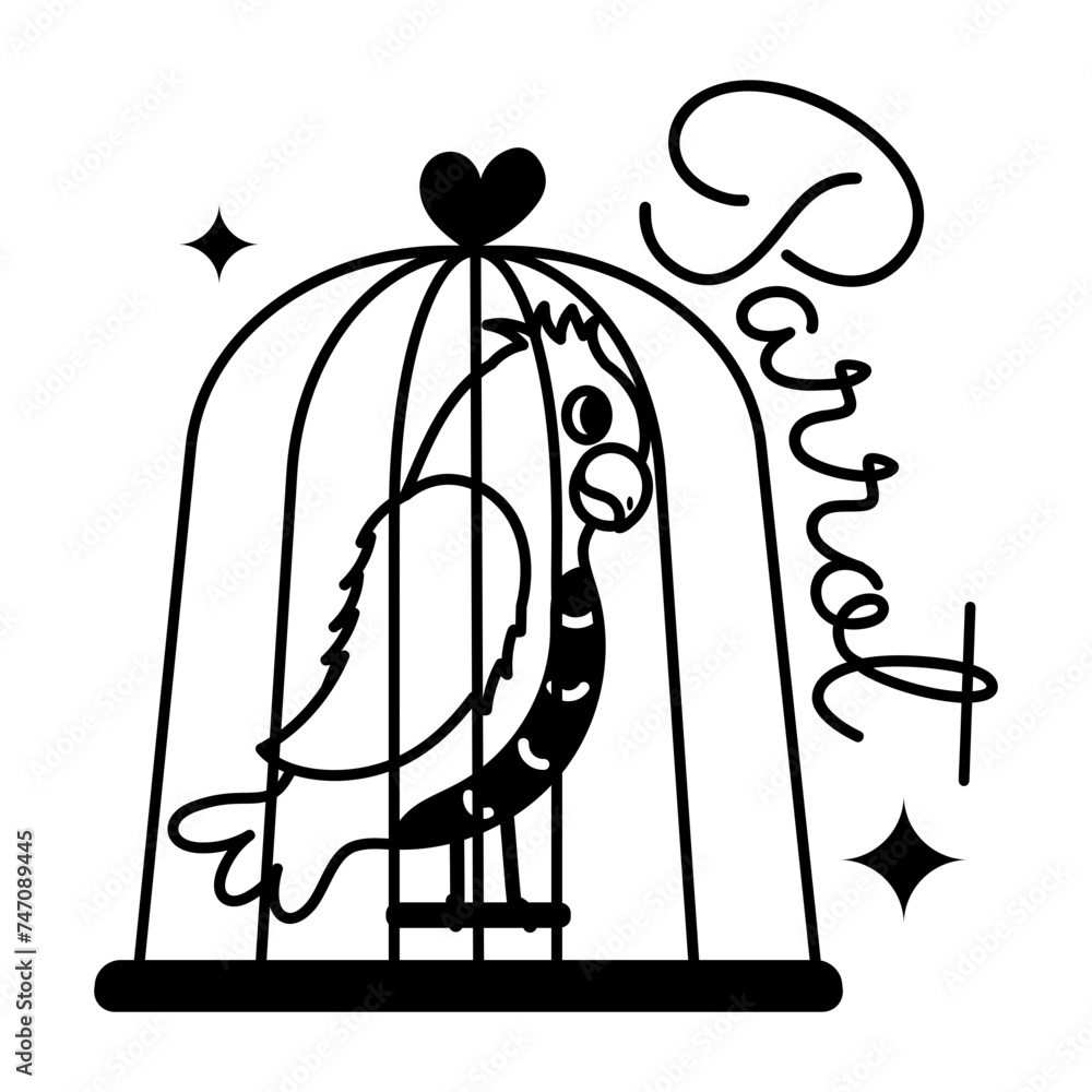 Download glyph sticker of parrot cage glyph sticker 