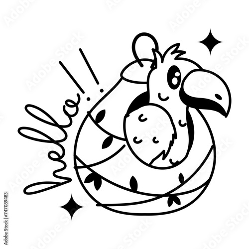 A cute glyph sticker of parrot nest 
