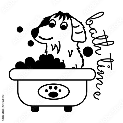 Get this glyph sticker of dog bathing 