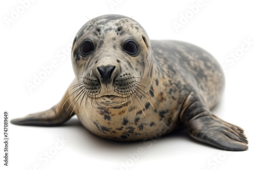 baby fur seal on a white background