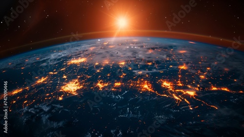 The internet of things and the global world network of communication. Cryptocurrency and blockchain technologies used in internet of things. NASA-supplied elements.