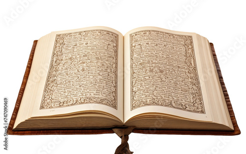 Pages of the Siddur Unfolded with Hebrew Prayers Isolated on Transparent Background PNG. photo