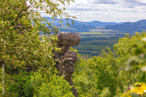 beautiful rock outcrops on the Alabia ridge in the Ural mountains on an autumn sunny day. photo