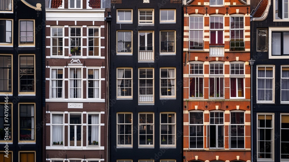 House in Amsterdam with windows.