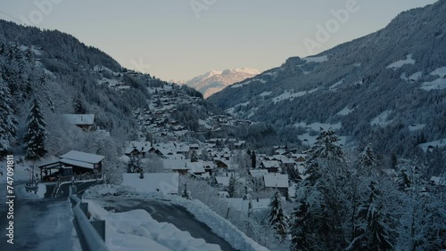 Swiss Alps valley featuring the village of Champery. photo