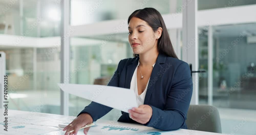 Business woman, finance and statistics documents for data analytics growth, profit or budget report in office. Professional analyst or accountant planning of numbers, graphs or charts in accounting Business woman, finance and statistics documents for data analytics growth, profit or budget report in office. Professional analyst or accountant planning of numbers, graphs or charts in accounting