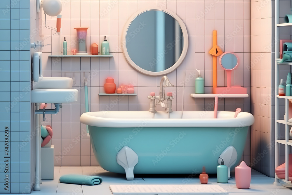 Fototapeta premium 3d rendering of Bathroom elements