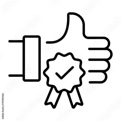 Handy linear icon depicting satisfied customer 