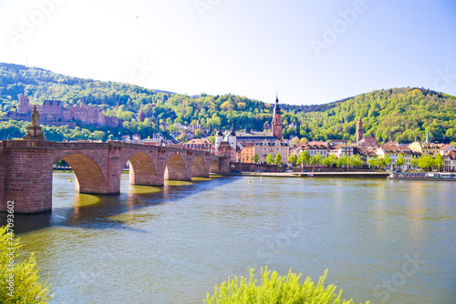 The Alte Brucke (old bridge) is an arch bridge in Heidelberg that crosses the Neckar river. photo