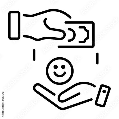 Trendy linear icon depicting paid reviews 