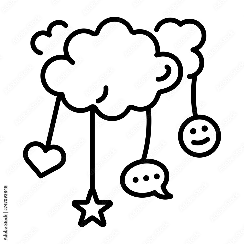 Easy to edit linear icon of cloud reviews Easy to edit linear icon of cloud reviews