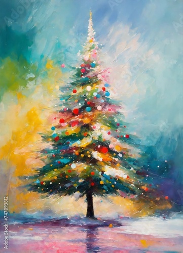 Oil painting of Christmas tree, abstract transformed  © Pro Creative Artist