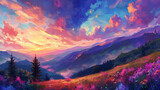 Mountain Sunset and Sunrise: A Majestic Landscape with Sky, Clouds, and Nature's Beauty