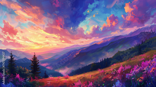 Mountain Sunset and Sunrise: A Majestic Landscape with Sky, Clouds, and Nature's Beauty