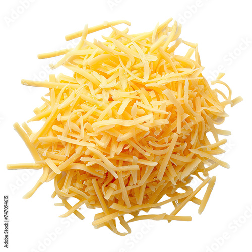 Shredded Cheese Perfection Isolated On white Background photo