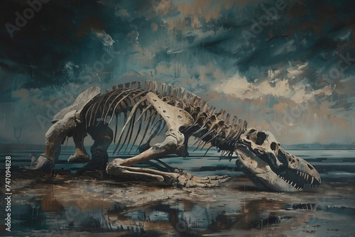 The silent power of a colossal carnivore captured in the stillness of a fossilized moment a testament to the creatures that once dominated the earth evoking a sense of awe and the relentless