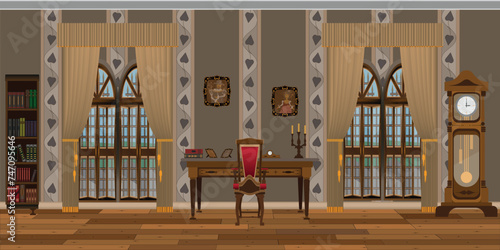 interior of a living room or office in an old style