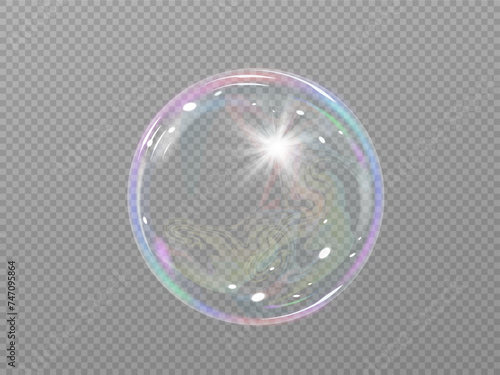 Realistic soap bubbles.Flying bubbles on a transparent background.	