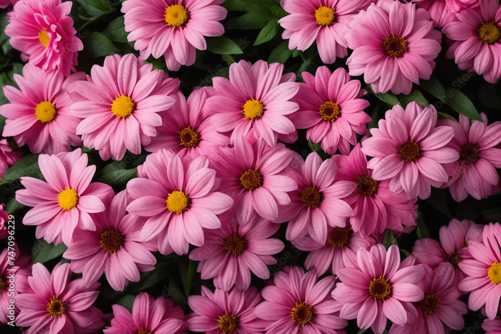 Beautiful pink flowers background, top view Beautiful pink flowers background, top view