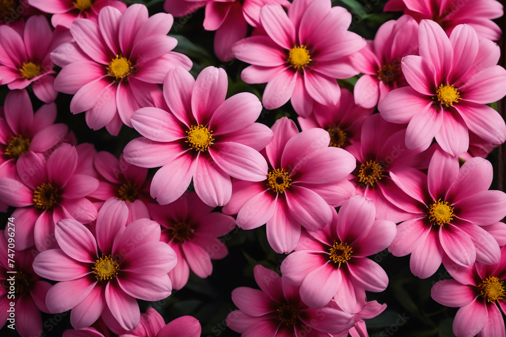 Beautiful pink flowers background, top view Beautiful pink flowers background, top view