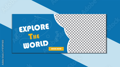 Travel web banner and social media cover design vector template