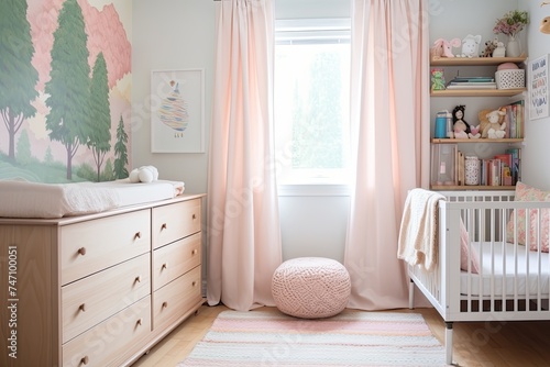 Boho-Chic Nursery Room Ideas: Drawer Unit in Pastel Hues with Textile Touch © Michael
