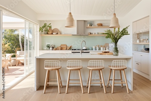 Sea Green Touch: Scandinavian Coastal Kitchen Interiors