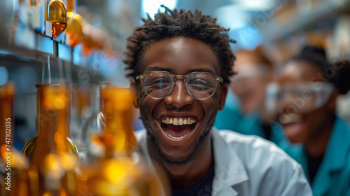 A dedicated scientist with glasses closely examines laboratory samples, surrounded by equipment in a research facility.