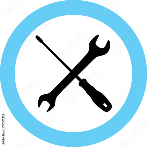 Screwdriver and Wrench Icon in Flat Style. Vector Illustration.