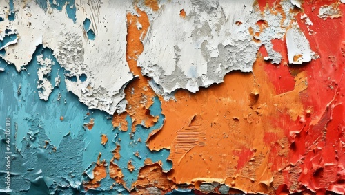 Abstract background with old paint on the wall and peeling paint