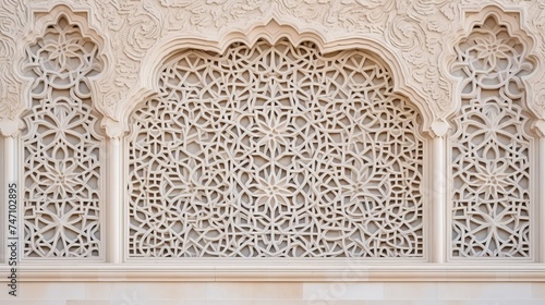Closeup of a wall of white with islamic ornament © Elchin Abilov