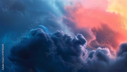 Dramatic stormy sky with glowing clouds, 3d illustration