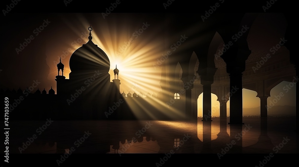 Islamic background photo. Mosque and shadows. Ramadan or kandil or laylat al-qadr or kadir gecesi or islamic background photo - obrazy, fototapety, plakaty 