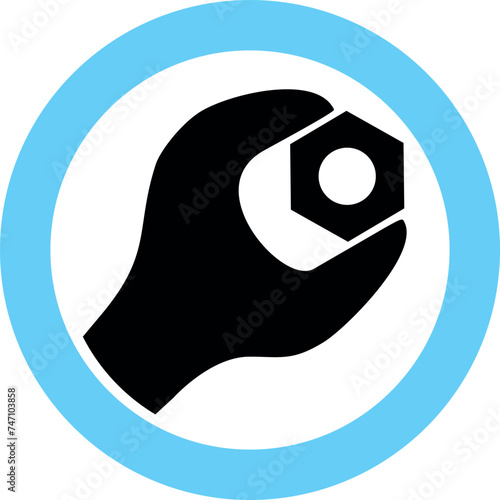 Wrench and Nut Icon in Flat Style. Vector Illustration.